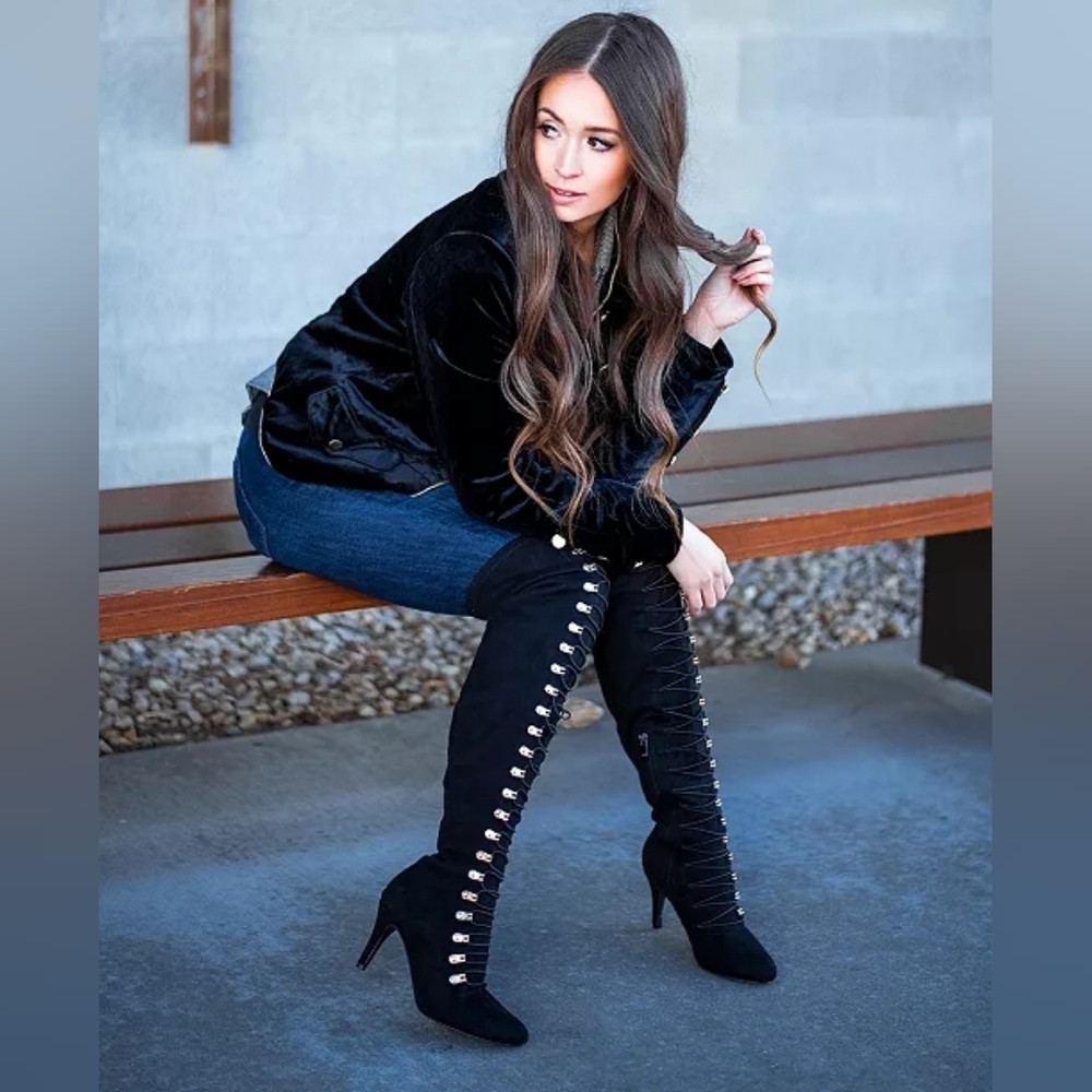 Journee Collection Women's Trill Lace Up Over The Knee Dress Boots